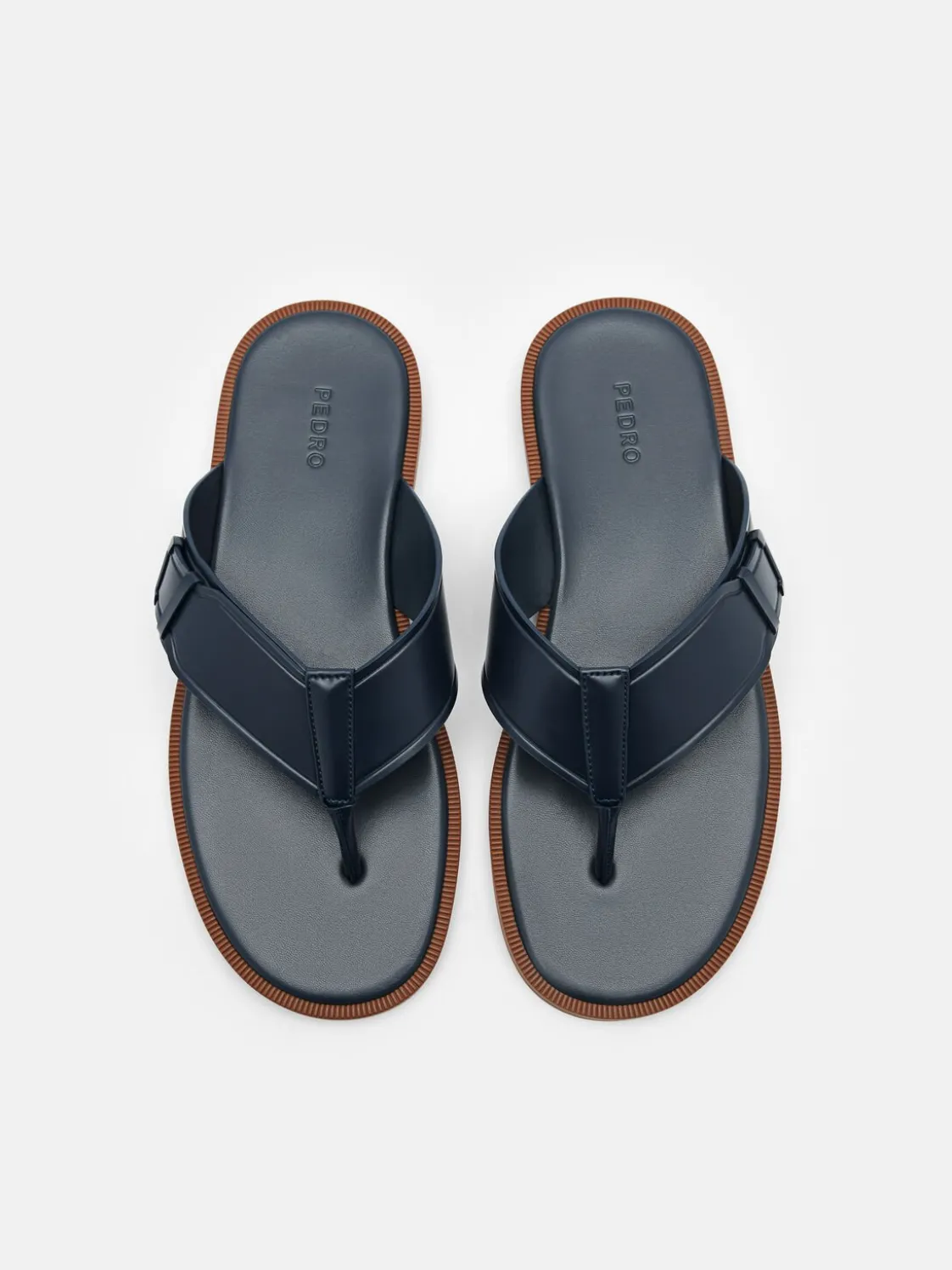 Buckle Thong Sandals - Navy