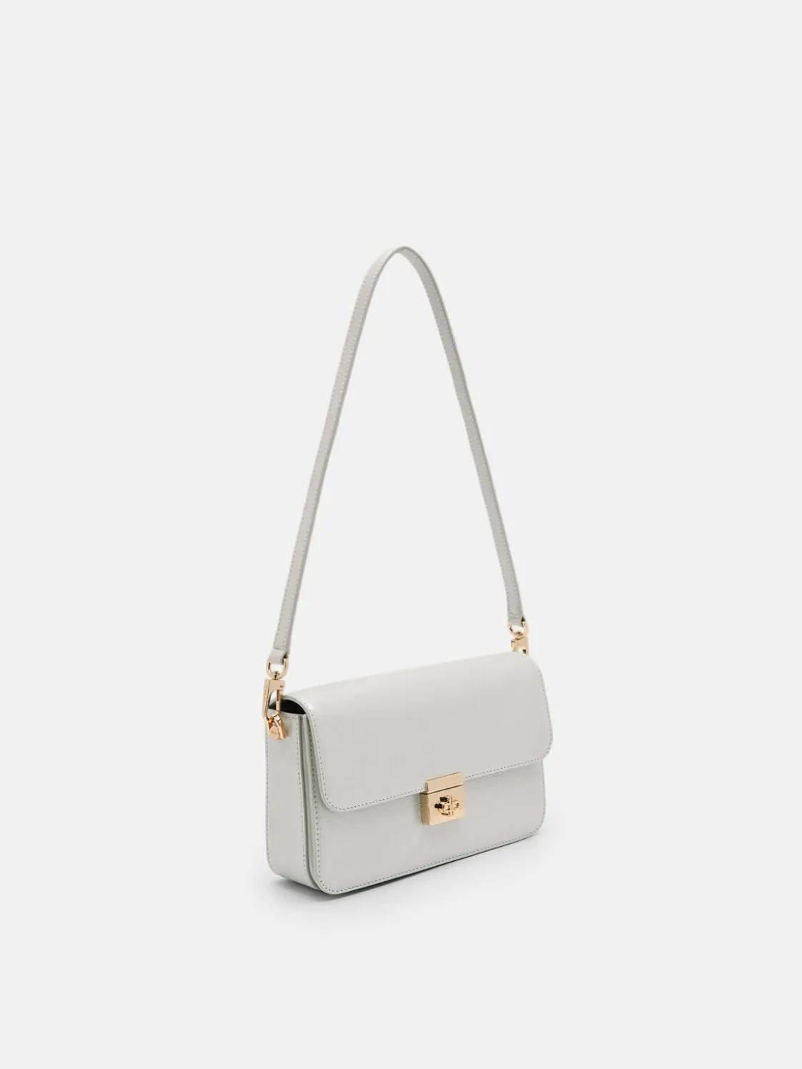 Cameo Leather Shoulder Bag - Silver