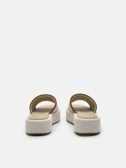 Canvas Wedge Sandals - Beige