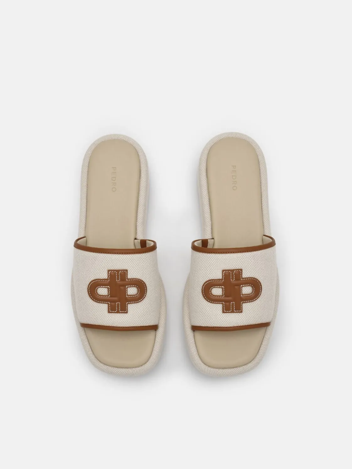 Canvas Wedge Sandals - Beige