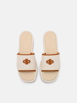 Canvas Wedge Sandals - Beige Canvas