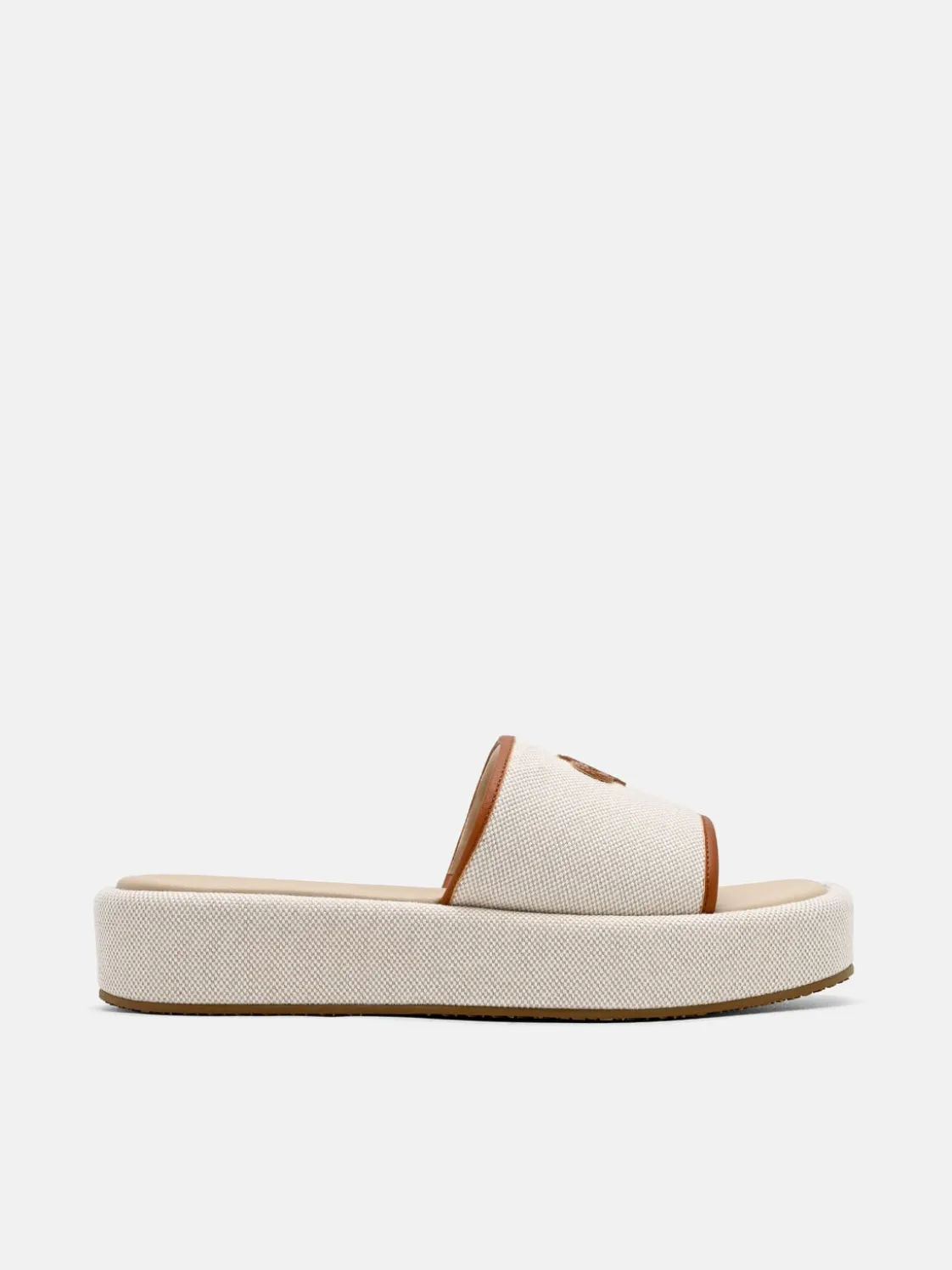 Canvas Wedge Sandals - Beige Canvas