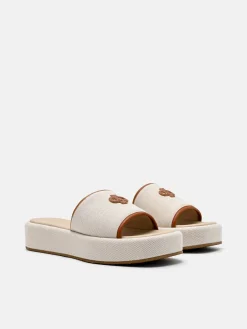 Canvas Wedge Sandals - Beige Canvas