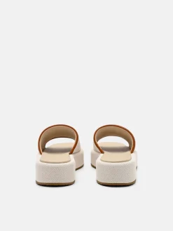 Canvas Wedge Sandals - Beige Canvas