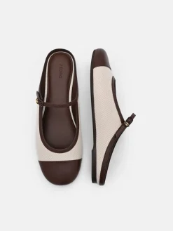 Cap Toe Mules - Beige Canvas