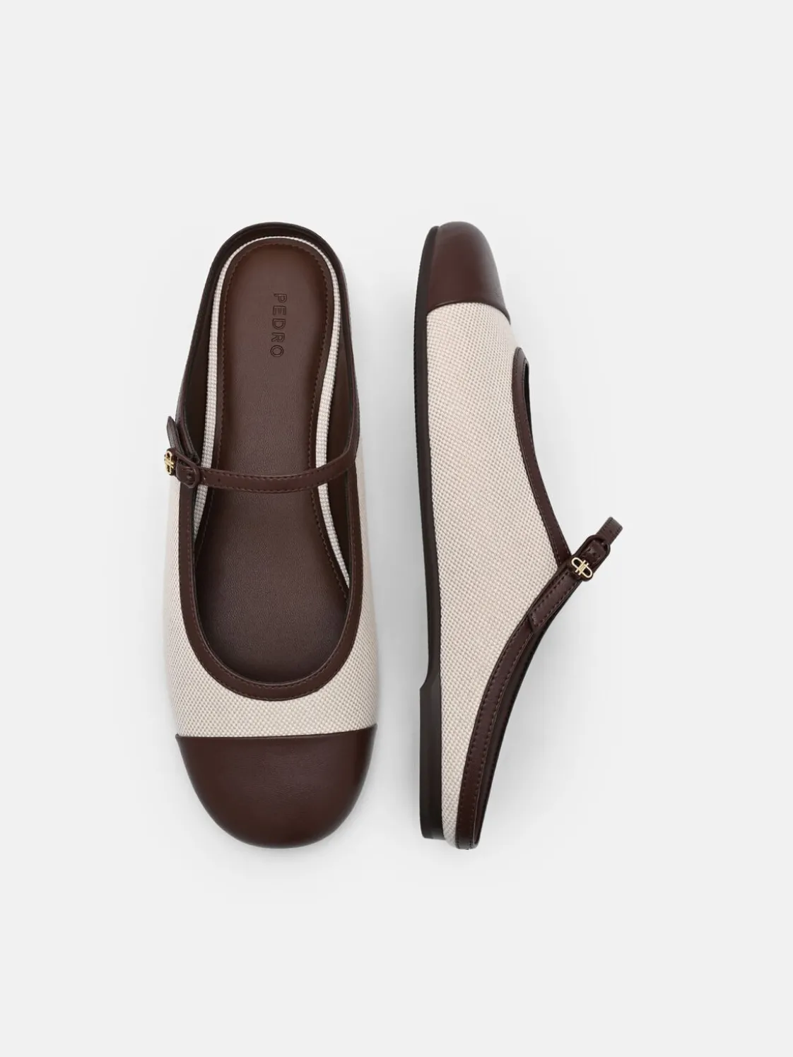 Cap Toe Mules - Beige Canvas