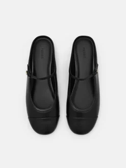 Cap Toe Mules - Black