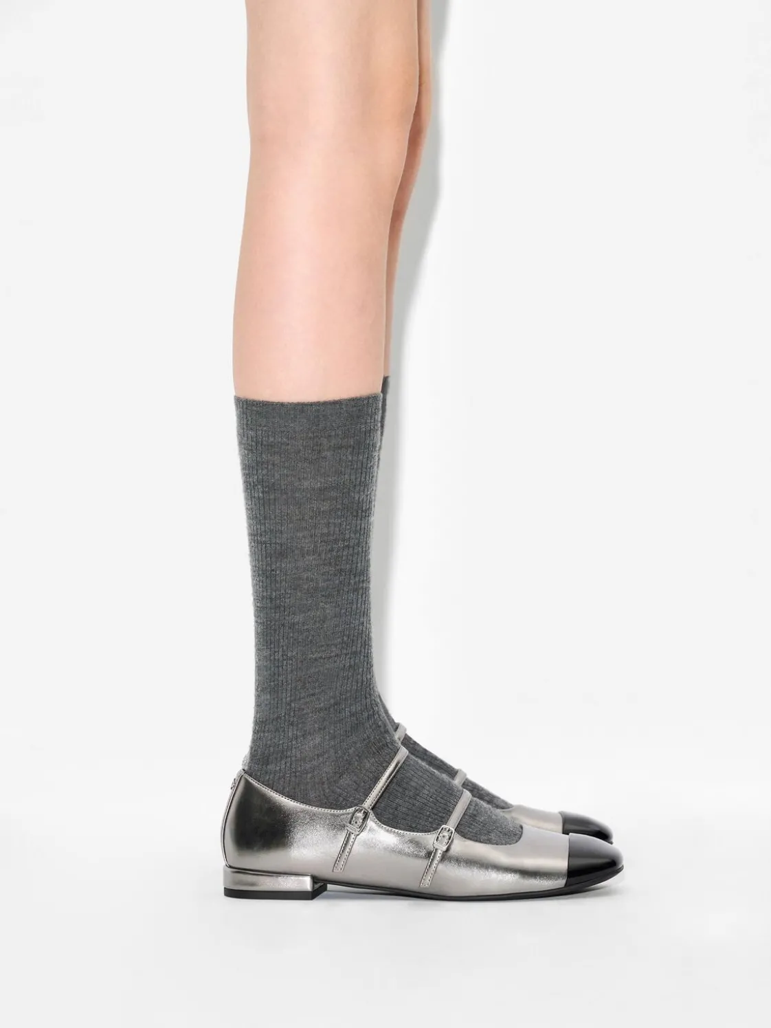 Cap-Toe Ballerina Flats - Pewter