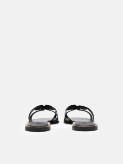 Carmel Leather Slide Sandals - Black