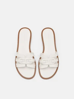 Carmel Leather Slide Sandals - Chalk