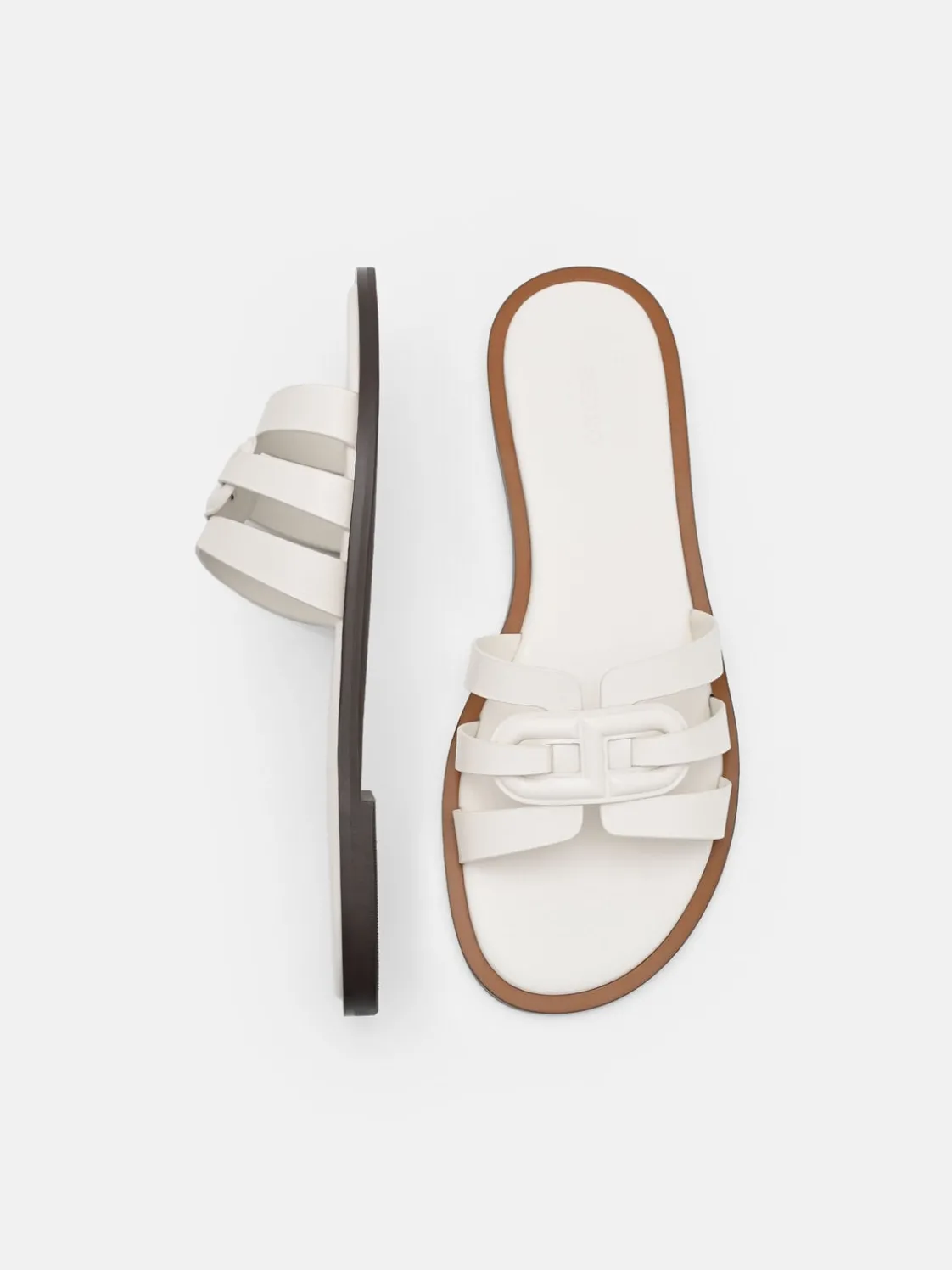 Carmel Leather Slide Sandals - Chalk