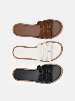 Carmel Leather Slide Sandals - Chalk