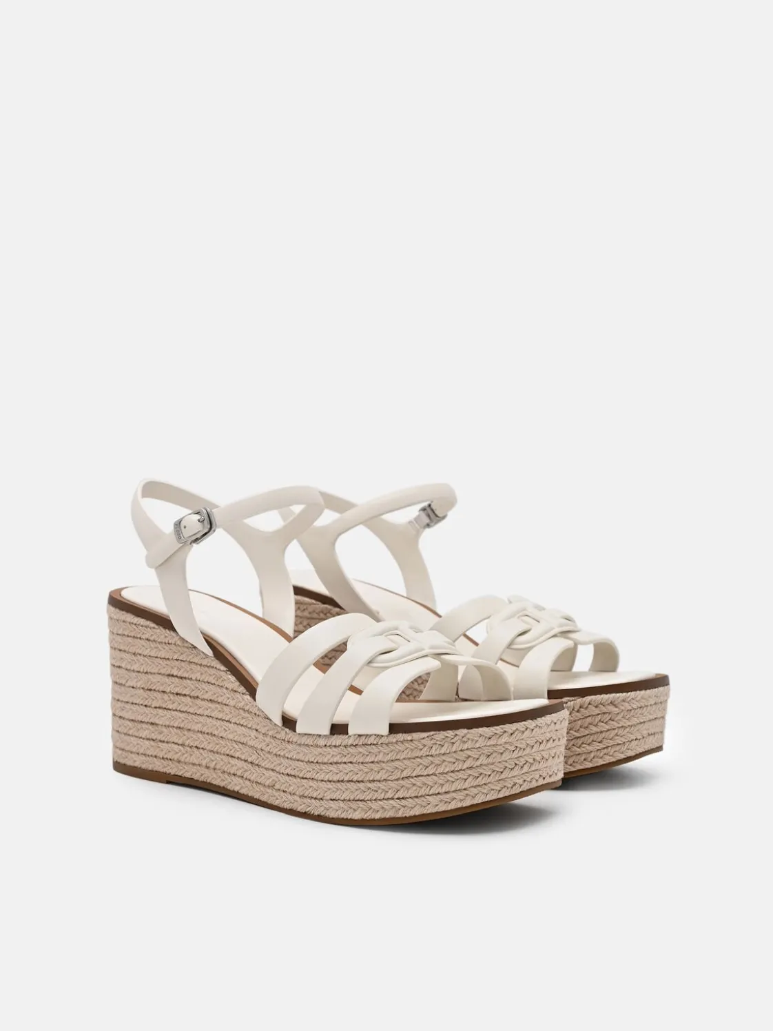 Carmel Leather Wedge Sandals - Chalk