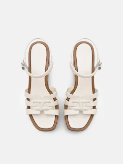 Carmel Leather Wedge Sandals - Chalk
