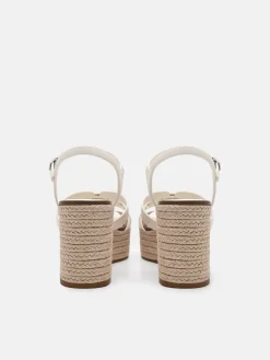 Carmel Leather Wedge Sandals - Chalk