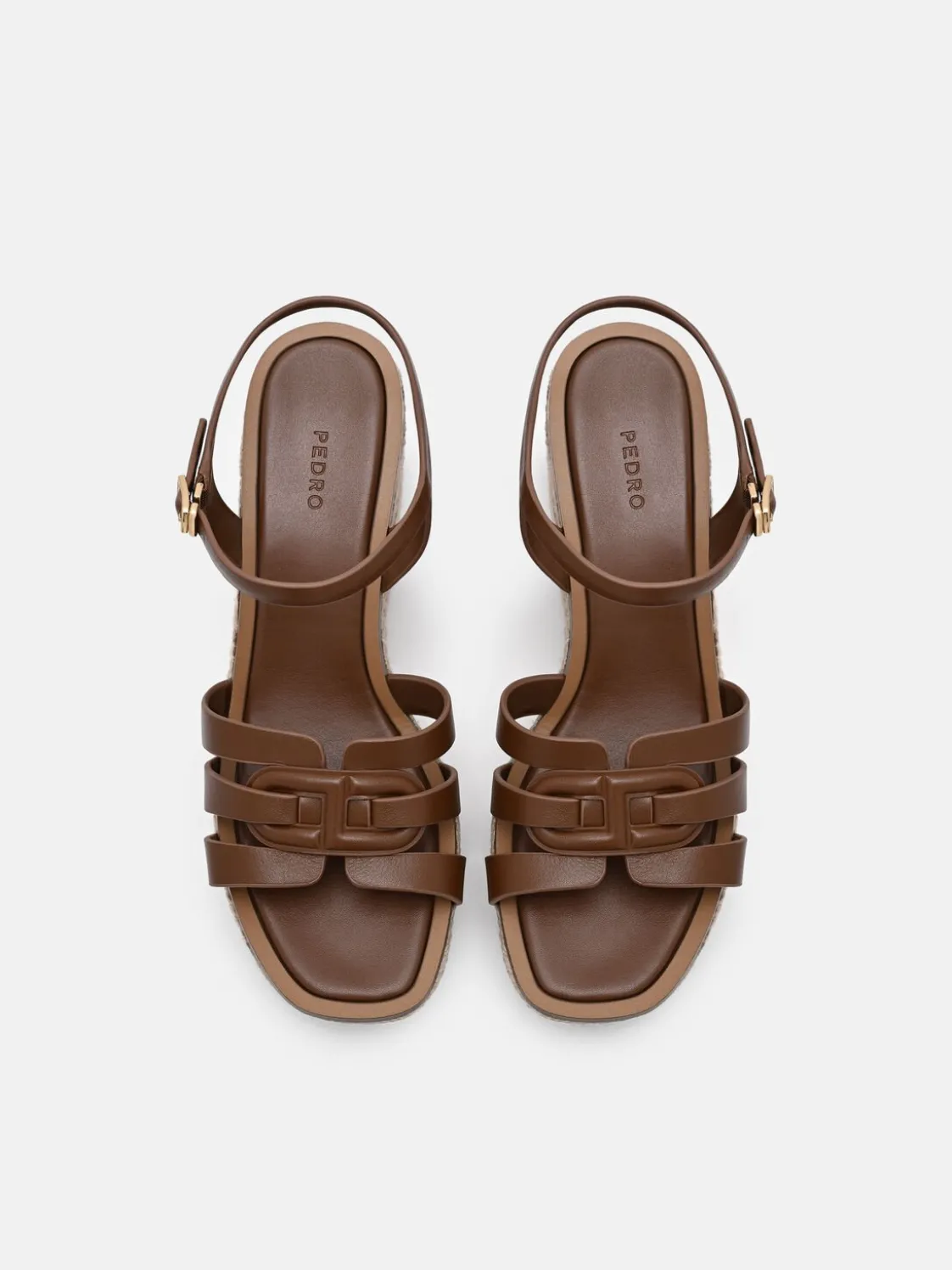 Carmel Leather Wedge Sandals - Cognac