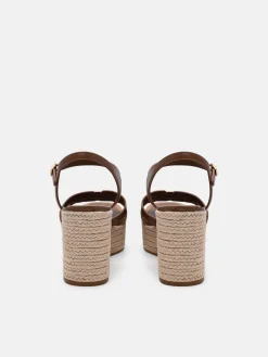 Carmel Leather Wedge Sandals - Cognac