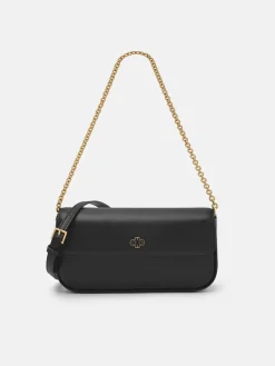 Chainlink Leather Sling Pouch - Black