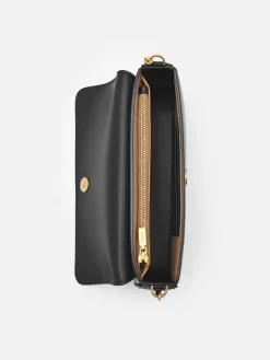 Chainlink Leather Sling Pouch - Black