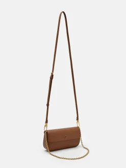 Chainlink Leather Sling Pouch - Cognac