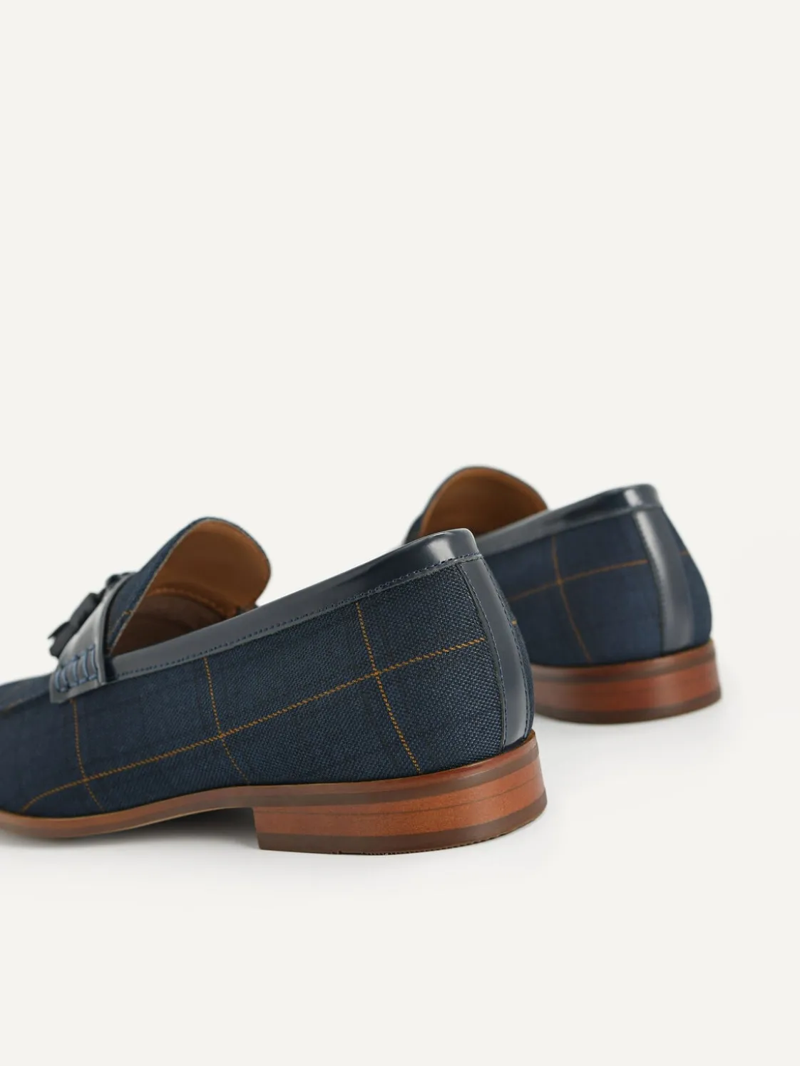 Checkered Tasselled Loafers - Navy