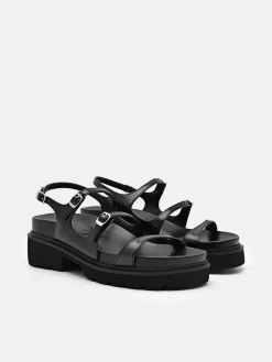 Chunky Slingback Sandals - Black