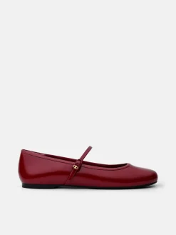 Claude Leather Mary Jane Flats - Red