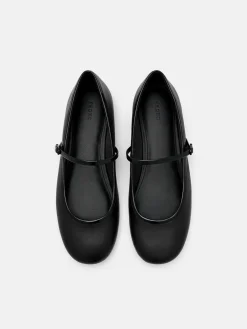 Claude Leather Mary Jane Flats - Black