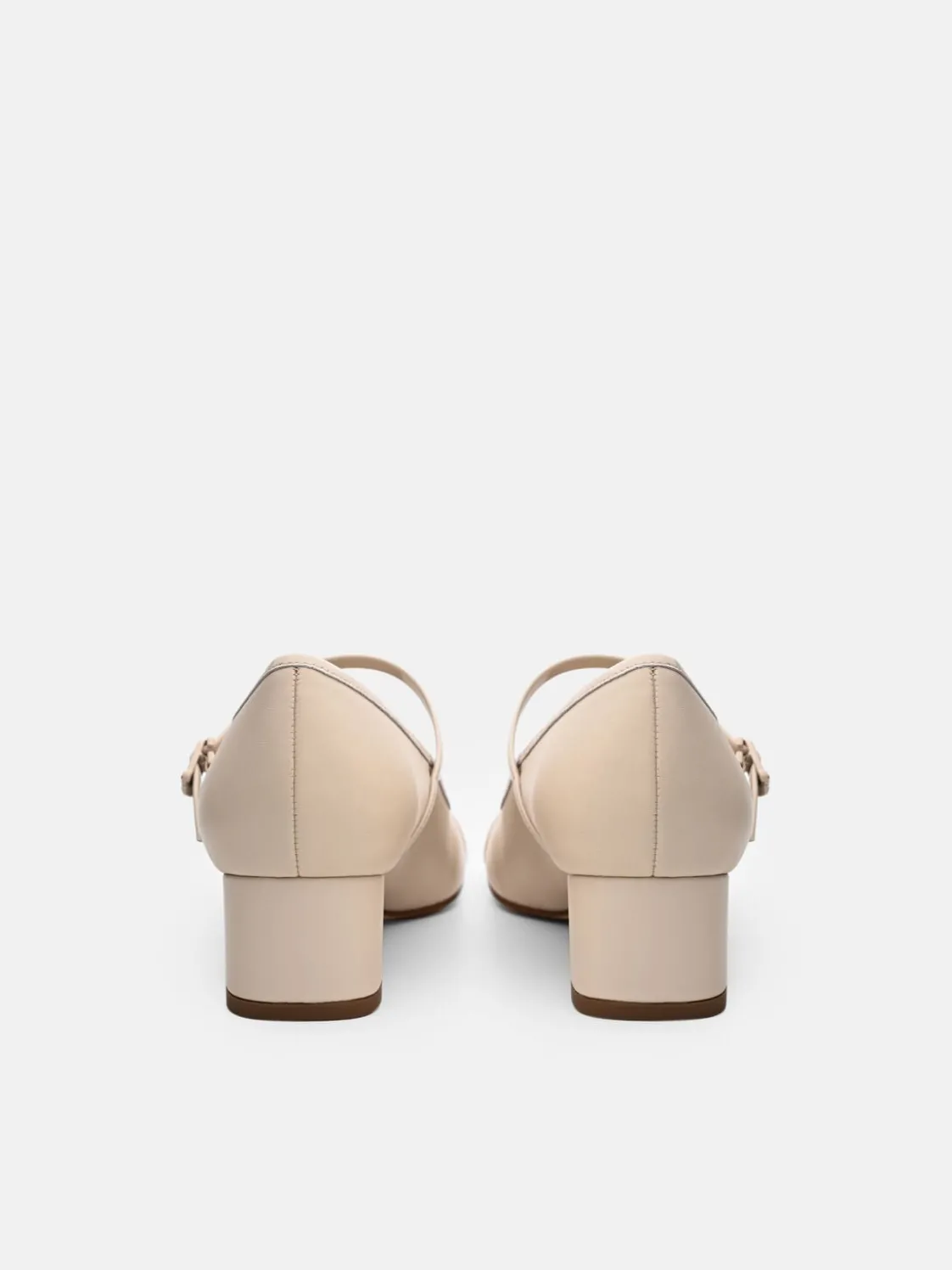 Claude Leather Mary Jane Pumps - Beige