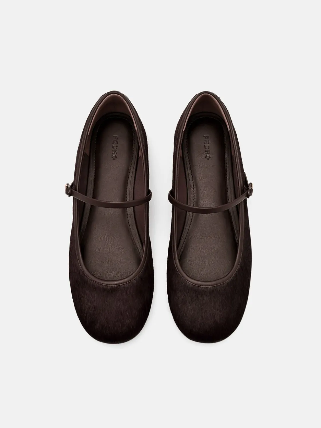 Claude Ponyhair Mary Jane Flats - Dark Brown Pony