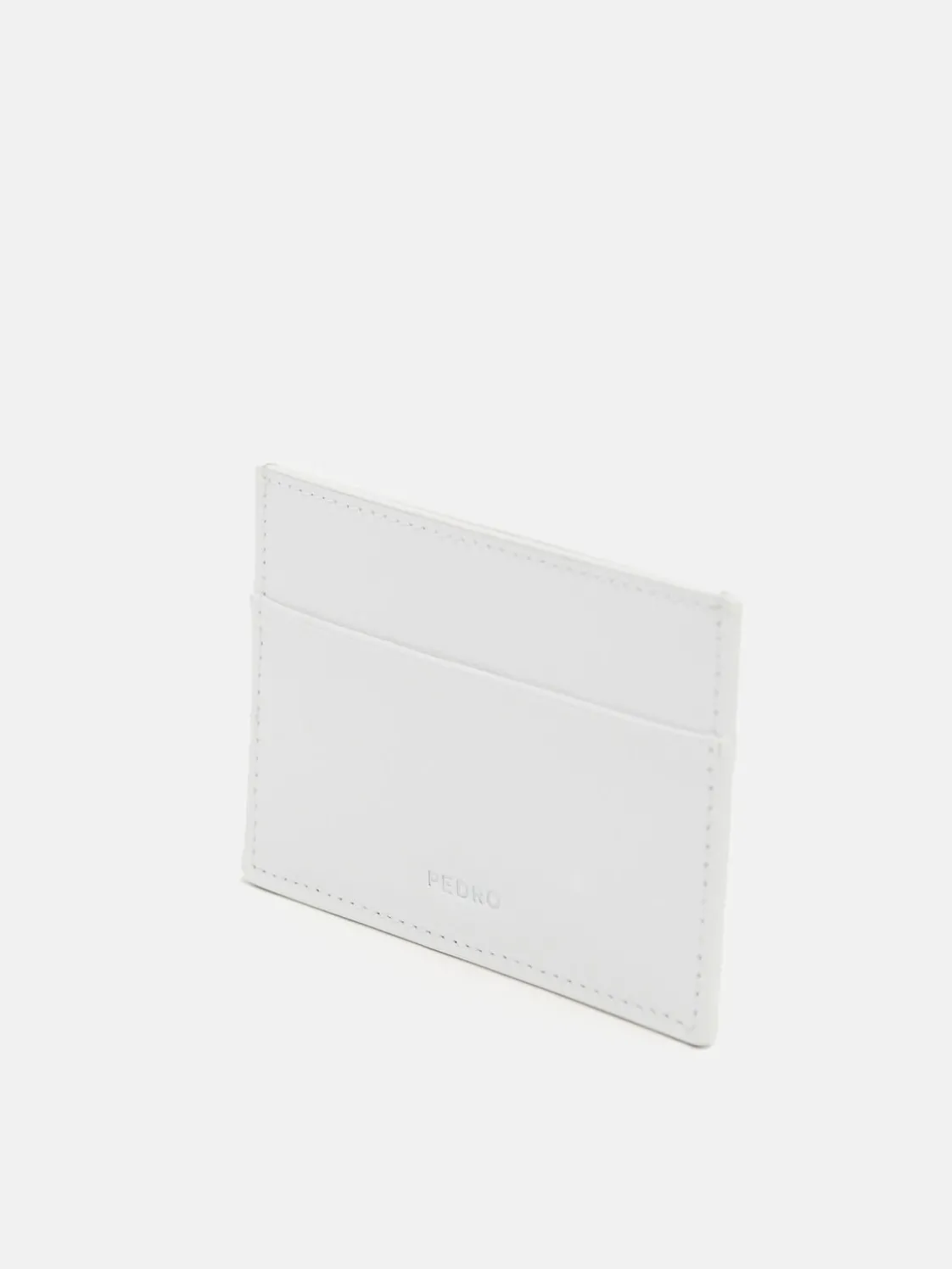 Cris-Cross Pattern Leather Cardholder - White