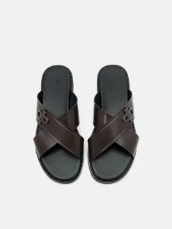 Cross Sandals - Dark Brown
