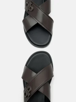Cross Sandals - Dark Brown