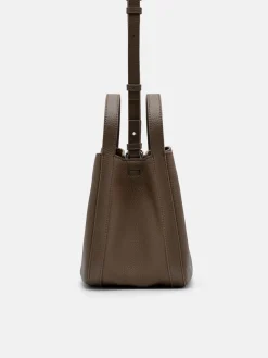 Dana Leather Bucket Bag - Dark Taupe