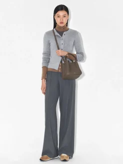 Dana Leather Bucket Bag - Dark Taupe
