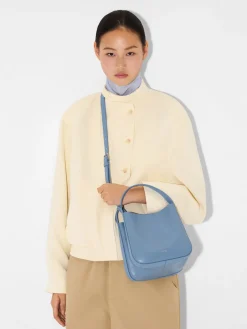 Dana Leather Bucket Bag - Slate Blue