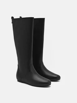 Demi Leather Knee Boots - Black