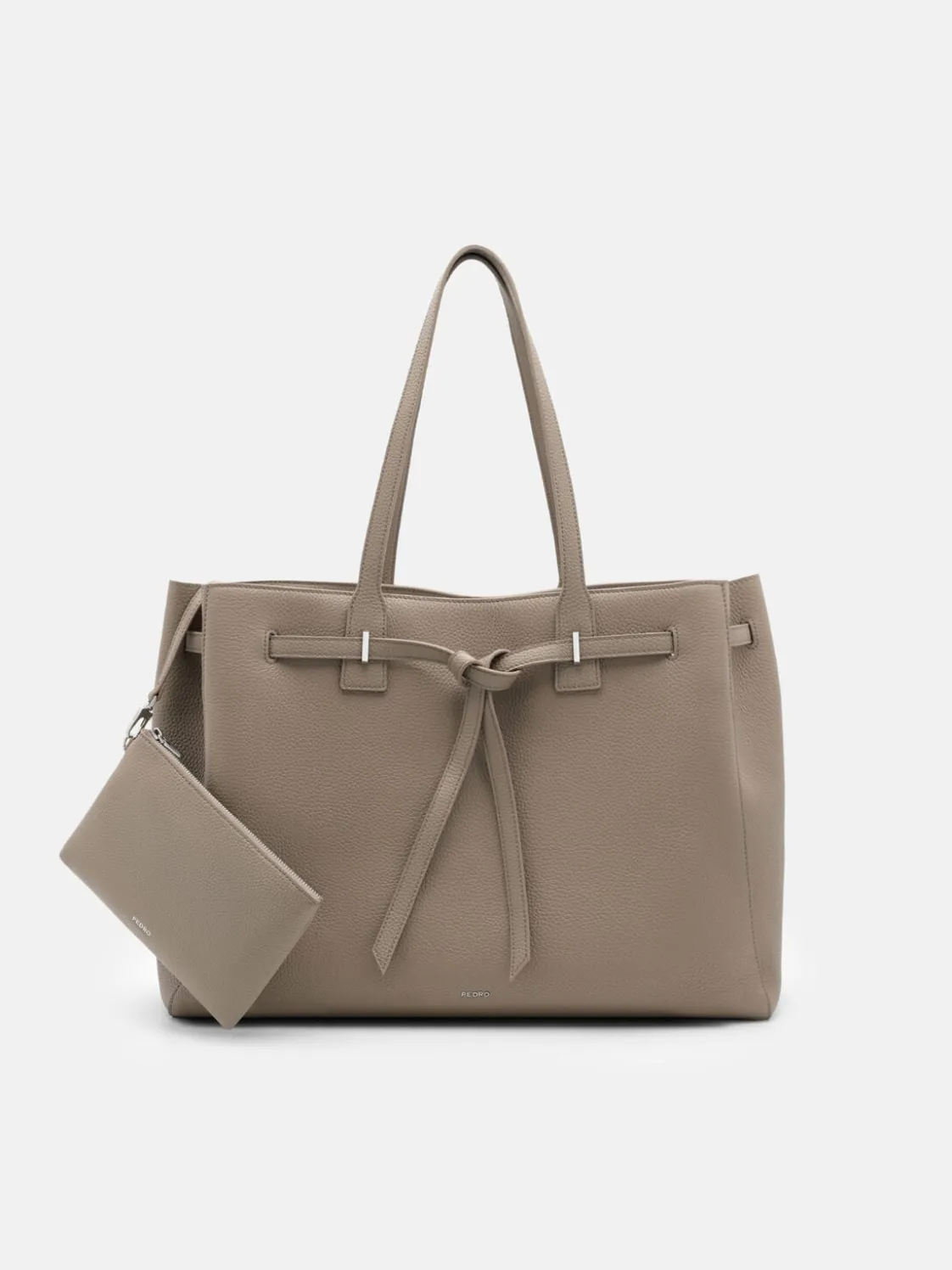 Demi Oversized Leather Tote Bag - Taupe
