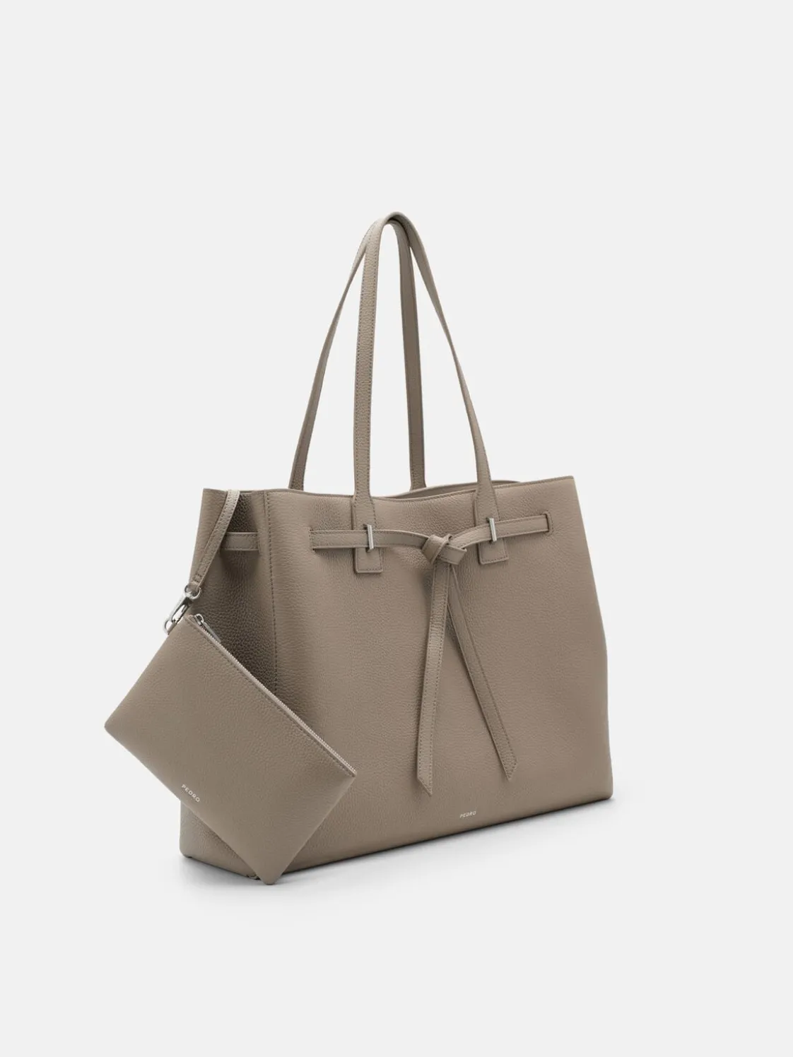 Demi Oversized Leather Tote Bag - Taupe