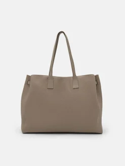 Demi Oversized Leather Tote Bag - Taupe
