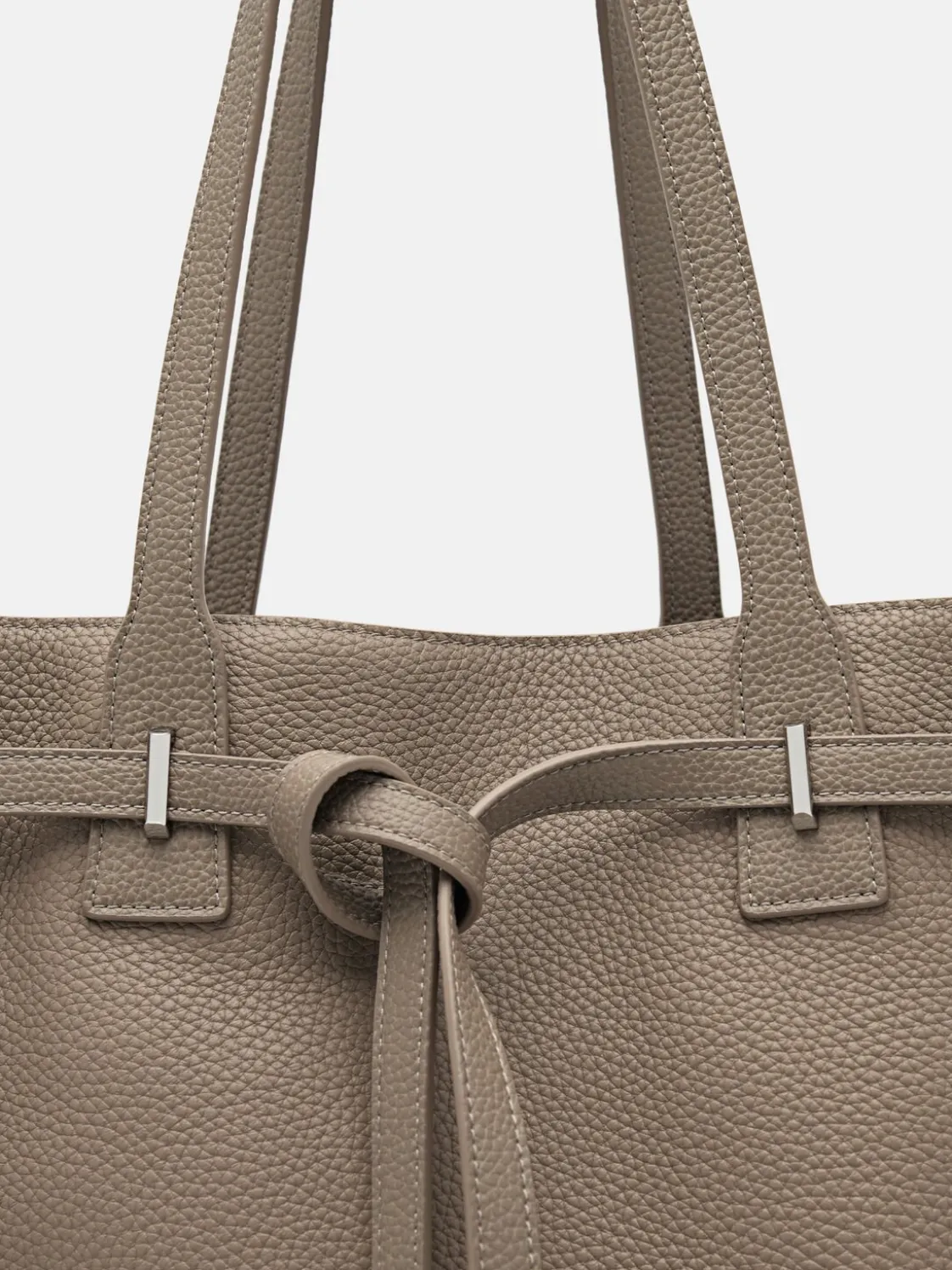 Demi Oversized Leather Tote Bag - Taupe