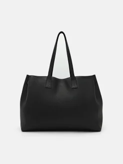 Demi Oversized Leather Tote Bag - Black