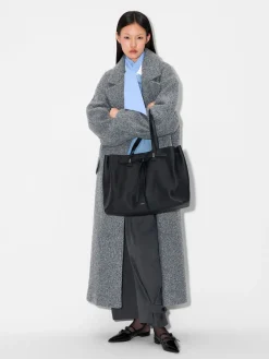 Demi Oversized Leather Tote Bag - Black