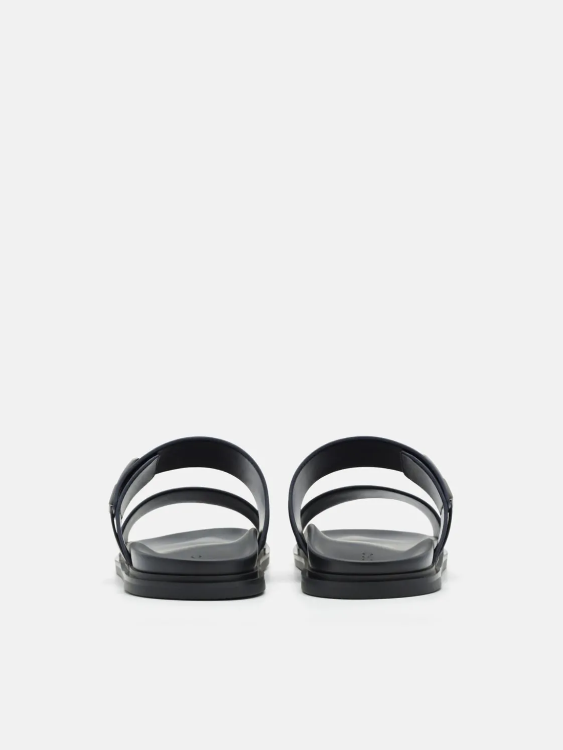 Double Band Buckle Slide Sandals - Navy