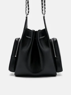 Drawstring Bucket Bag - Black