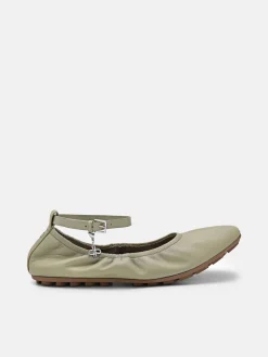 Eclipse Leather Ballerina Flats - Olive