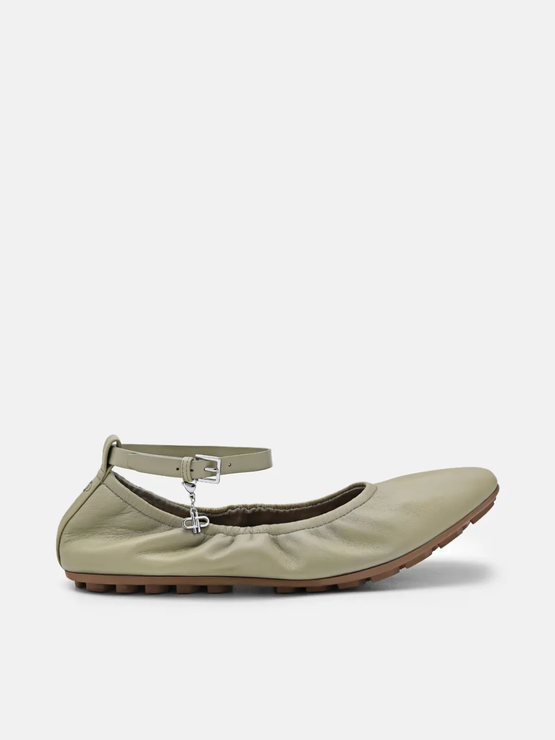 Eclipse Leather Ballerina Flats - Olive