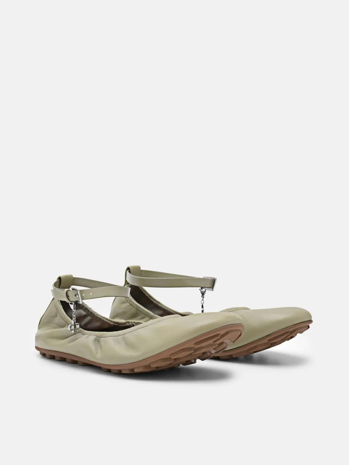 Eclipse Leather Ballerina Flats - Olive