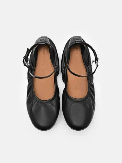 Eclipse Leather Ballerina Flats - Black