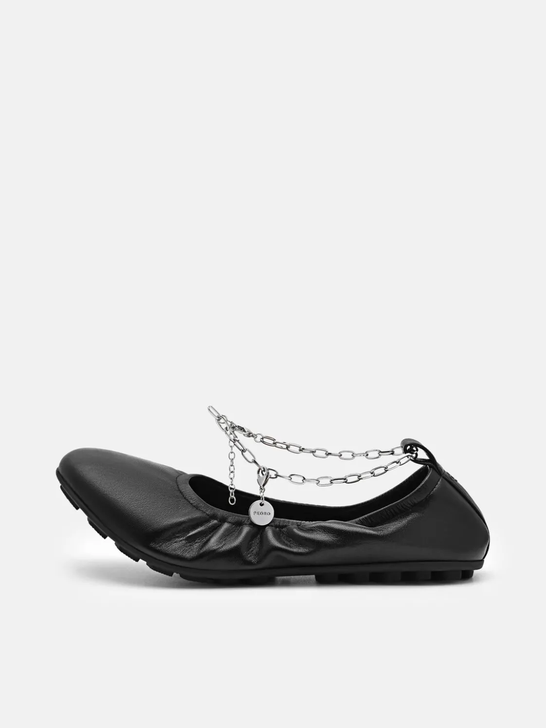 Eclipse Leather Ballerina Flats - Black